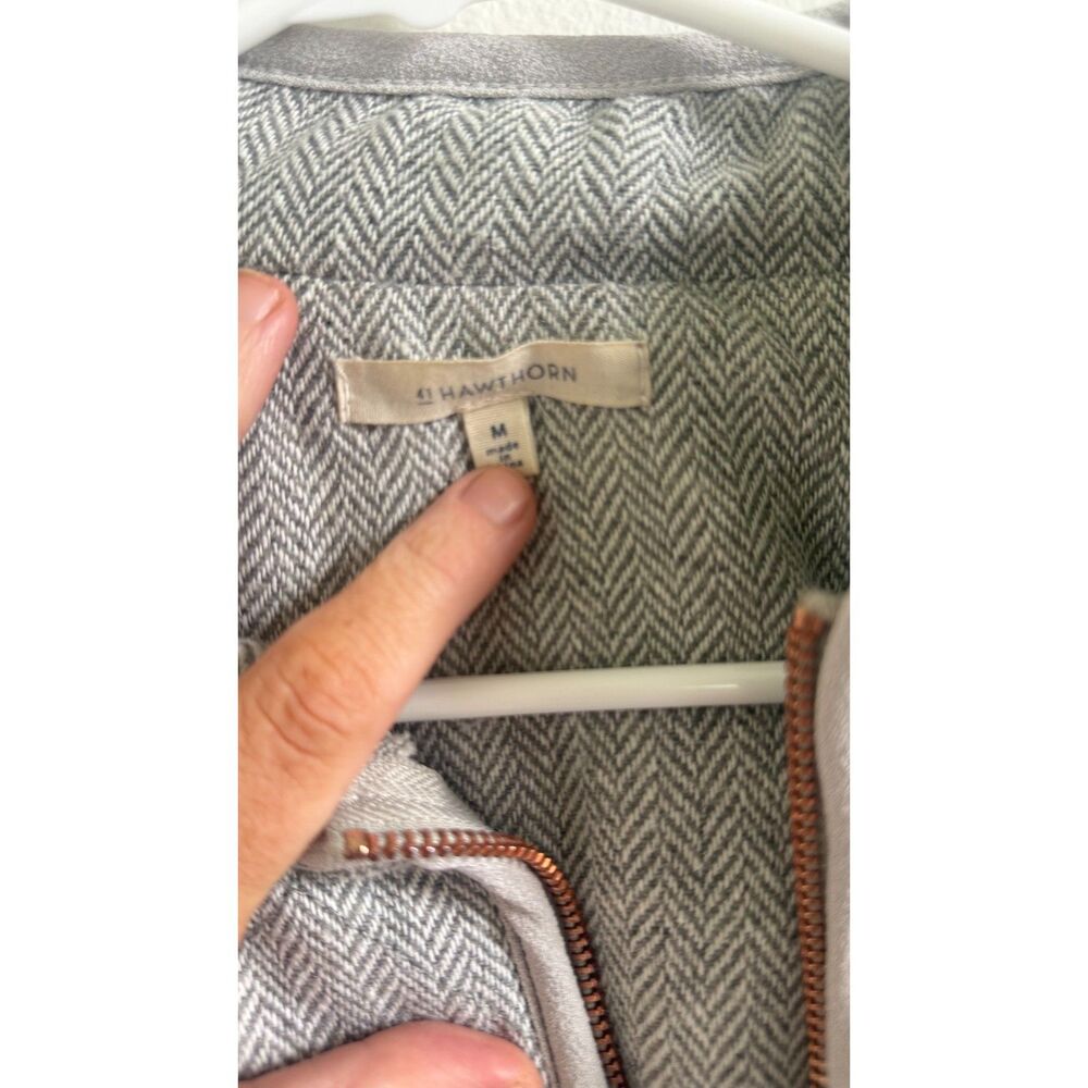 41 Hawthorn Womens M Herringbone Quilted Vest Gray Full Zip Stitch Fix Pockets